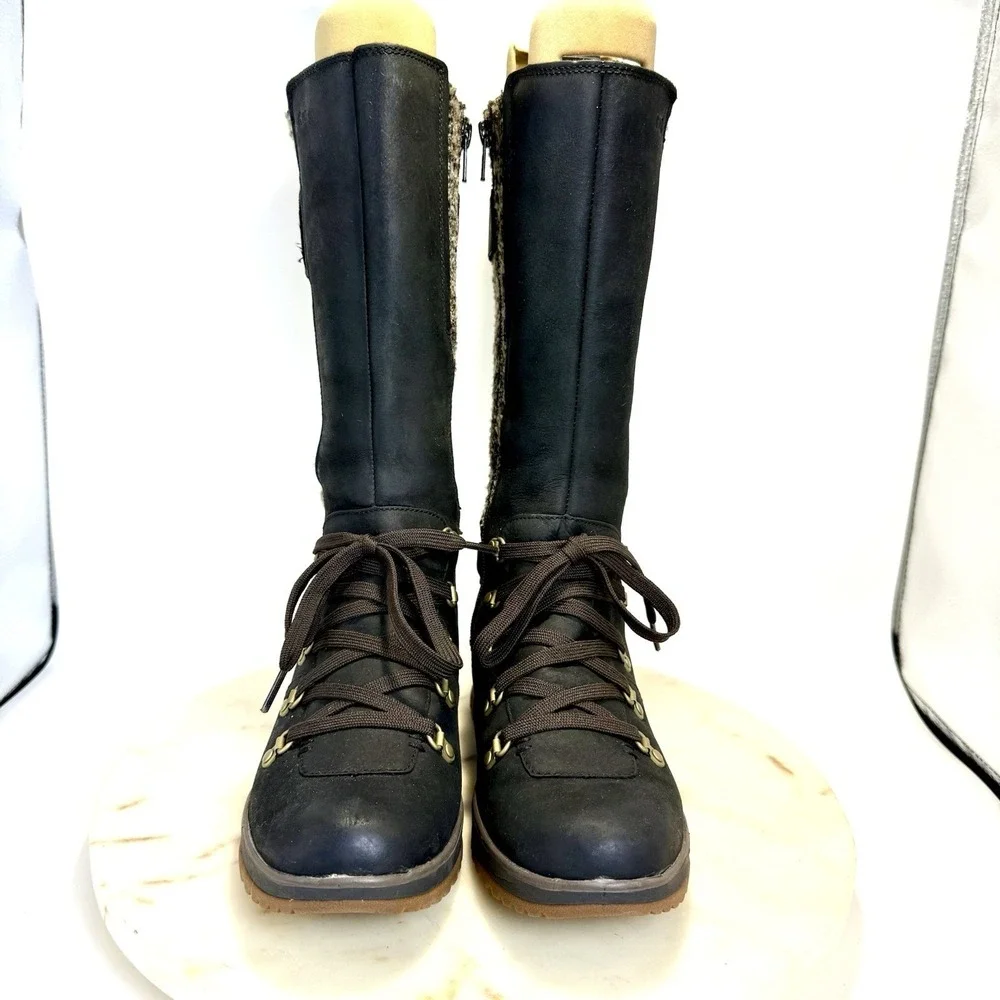 Merrell Waterproof Black Brown Leather Tall Zip Boots Women's Size 6 Pics!